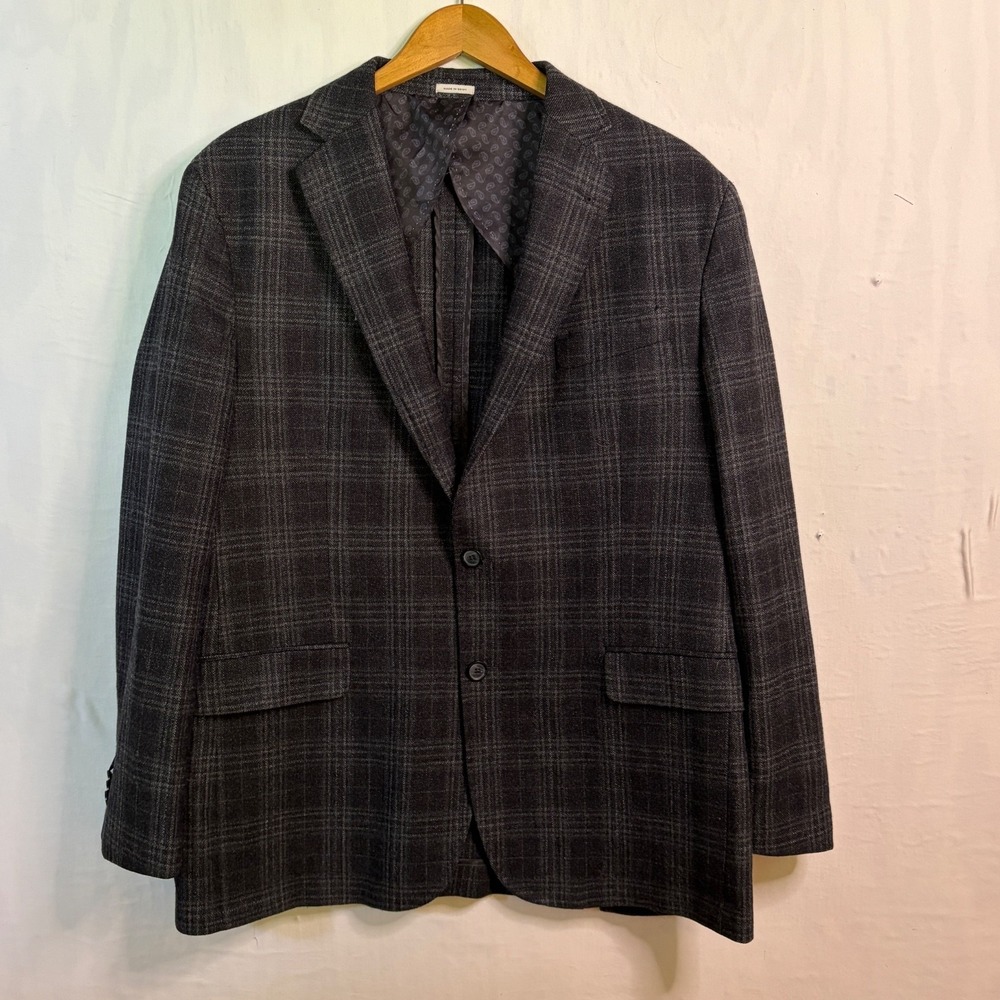 Joseph Abboud Blazer Mens 44L Lanificio di Pray Italy Unstructured Plaid Modern